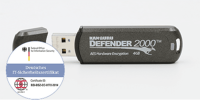 Kanguru Defender 2000, BSI Zertifiziet, sicherer USB-Stick