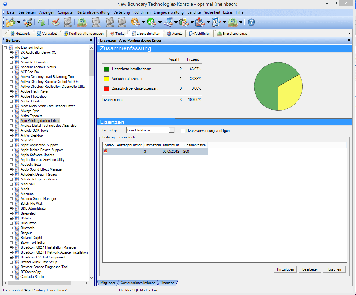 Asset Manager mit Lizenzmanagement von Windows 10 Rechnern