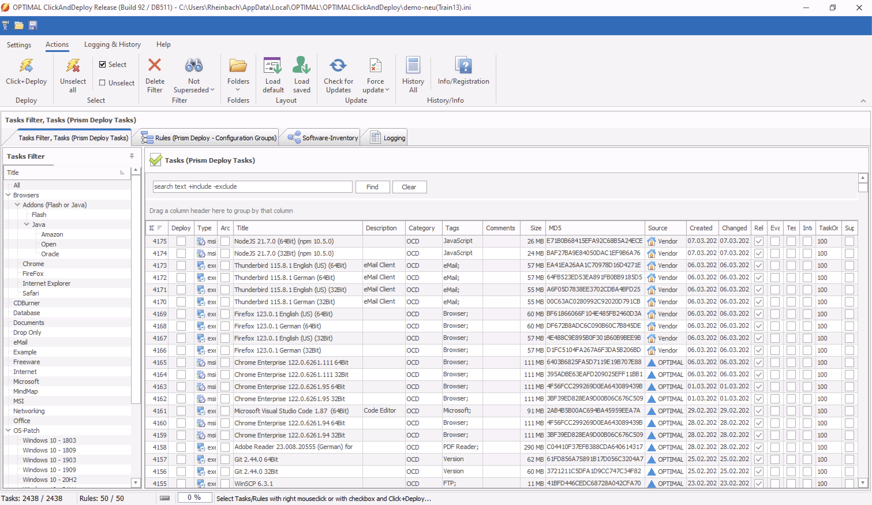 ClickAndDeploy Konsole