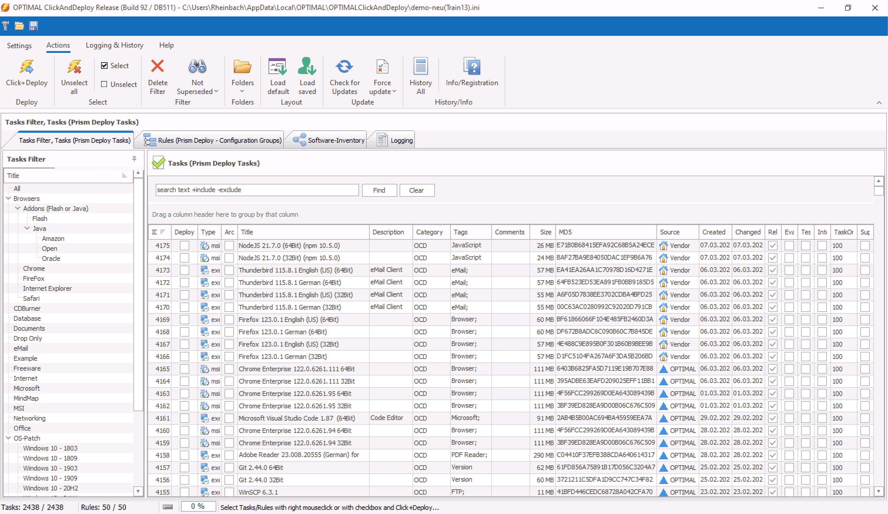 ClickAndDeploy Konsole